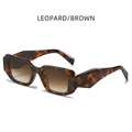 Fashionable square leopard print sunglasses for women with stylish brown gradient lenses - Leopard Frame Brown Lens