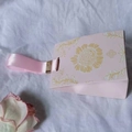 Pink French wedding candy box with yellow floral patterns and For You gold charm handle - 11.2*6*8.2cm / Pink