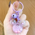 Purple Mickey-shaped liquid quicksand keychain with matching bell and beads - Mini Mickey Head Milk Bean - Purple