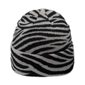 Winter-Strickmütze mit schwarz-grauem Zebrastreifenmuster für modische Wärme - M(56-58cm) / Grau Zebra