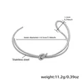 Minimalistische zilveren roestvrijstalen open armband voor dames met knoopdetail - Eén maat / Knoop Decor Dubbele Lijn Stijl (Z159) / Staalkleur