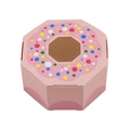 Pink octagonal doughnut gift box with a transparent window and colorful sprinkle patterns - Pink