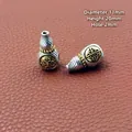S925 Silber Tibetischer Kürbis-Anhänger mit goldenem Vajra-Muster, 11mm für Perlenarmbänder - Stil 9 (11mmx20mm)