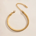 Minimalist 18k gold plated stainless steel herringbone bracelet with lobster clasp - Gold Fish Scale Bracelet