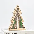 Lighted multilayer wooden Christmas tree decor with deer and forest carving scenery - Triangular Reindeer LED Light