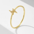Minimalist 925 sterling silver lightning bolt ring with sparkling zircon in gold finish - US 5 / Gold