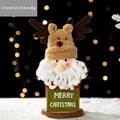Square Christmas reindeer candy box in red with plush deer head and green felt logo - Red Gift Box Reindeer Style (MERRY CHRISTMAS)