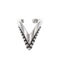 Bague d'ongle vintage en argent en forme de V avec bordure perlée style bohème - Bague ouverte vintage en V à motif perlé (Argent antique)