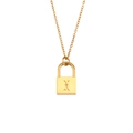 Gold padlock necklace with engraved letter X pendant on high-quality stainless steel chain - Letter X