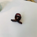 Detail shot of twist design tortoiseshell claw clip with visible metal spring mechanism - Mini Butterfly Clip X-Shaped (Approx. 4cm) / Matte Reddish Brown