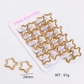 Star-shaped gold stainless steel hoop earrings shown on a display card with dimensions - Star / Gold