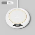 Scaldatazze intelligente bianco circolare con display digitale e logo HEATING CUP - Sottobicchiere a temperatura costante a 3 marce / Bianco