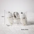 Set di 3 decorazioni natalizie a ghianda argento glitterato in scatola da 10cm - Ghianda Argento Champagne Set da 3