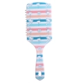 Large paddle hair brush with summer flamingo, palm tree and floral striped pattern - Little Coconut Tree & Flamingo