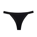 Classic black cotton thong for women with a comfortable wide elastic waistband - S / Thong / Black