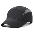 Quick-dry mesh baseball cap for men with breathable side panels and short brim - Black