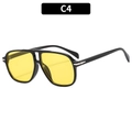 Lunettes aviateur C4 avec monture noire, verres jaunes et détails en flèche argent - Monture Noire Verres Jaunes