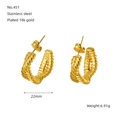 Irregular 18k gold plated stainless steel hoop earrings with 22mm diameter and 6.91g weight - 18K Gold / Gold