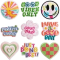 9-piece set of colorful embroidered inspirational quote patches with high-quality stitching - Set of 9 (Color Combination)