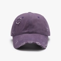 Casquette de baseball violette délavée au style vintage avec déchirures et coton respirant - Violet