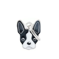 Cute black and white French Bulldog enamel pendant with silver metal ring - 31 Boston Terrier