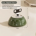 Mechanical dark green magnetic kitchen timer with clear white dial and wind-up knob - 1 Piece / Vintage Green