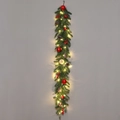 Lighted Christmas teardrop swag with red berries, pine cones and LED pine needles - 1.5m Long Garland (With LED Lights)