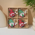 Set of 4 Christmas wooden gnome ornaments in a wooden box for holiday tree decoration - 4-Grid 12Pcs Green Plaid-A