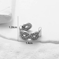 Detail view of butterfly cartilage ear clip with zircon stones showing dimensions 1.28x1.4cm - 3# Silver (Infinity Symbol Cross)