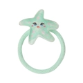 Light green elastic hair tie with cute glittery starfish charm for young girls - MT3125 Little Starfish