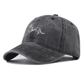 Vintage washed cotton baseball cap with embroidered dachshund dog and love text - Adjustable / Black
