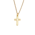 Collier doré en acier inoxydable avec pendentif croix évidée et chaîne à maillons fins - Doré