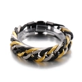 Industrial titanium steel chain bracelet in gold, silver, and black with folding clasp - Gold Silver Black Tricolor Splicing (KB92959-BD) / 21cm