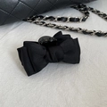 Elegant black satin bow hair claw clip for women on a stylish luxury background - Small Princess Clip / Black