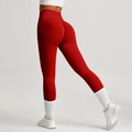 Rode naadloze yoga legging met hoge taille en scrunch butt lift ribbeltextuur - S / Rood