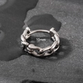 Industrial style 10mm wide Cuban link ring in retro stainless steel finish - 10mm (S243)