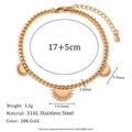 Vintage 18K gold plated stainless steel triple layer flower heart bracelet in golden finish - 3 Half Sun Flower Charms Cuban Chain Bracelet - Gold