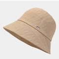 Foldable beige sun hat for women with waffle texture and metal logo detail - M(56-58cm) / Khaki