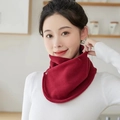 Winter plush neck warmer in red fleece with snap buttons for windproof outdoor wear - Double Button Neck Warmer - Burgundy (1pc)