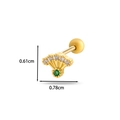 Gold fan-shaped cartilage stud earring with green gemstone and white zircon accents - 3# Green & White Fan (Gold)