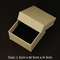 Compact square kraft jewelry box measuring 5x5x3cm with a black sponge insert for rings - Kraft Paper Box-Natural
