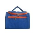 Borsa da toilette blu con cerniere arancioni e manico con stampa mimetica - Blu Reale
