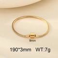 Golden stainless steel snake bone bracelet with heart crown buckle 190x3mm size - Gold Cube Clasp (KB207080-CALY)