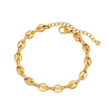 Gold-plated stainless steel coffee bean chain bracelet with adjustable lobster clasp - Gold Color 7mm Bracelet