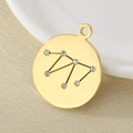 18K gold plated stainless steel zodiac pendant with crystal rhinestones on beige fabric - Gold Style (KLJ4538-Z)
