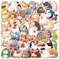 50pcs cute waterproof cartoon fat animals eating food stickers for luggage and laptop - Chubby Animals (WES256) / 50 Sheets