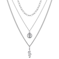 Three-layer silver necklace set with coin and snake pendants in a bohemian style - Silver Snake Coin Three-Layer Layered Necklace