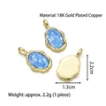 Irregular 18K gold plated copper pendant with blue glitter inlay for DIY jewelry - Pendant J (Blue Opal)
