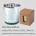Silver starry glass candle jar with elk pattern and kraft box 7.5x7.5x8.4cm - Silver Starry Sky