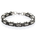 Hip hop punk style titanium steel bracelet for men with black and silver square chain links - 5mm / 18cm / Two-tone Black